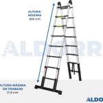 Escalera telescópica plegable 2,50 m - ALDORR Professional