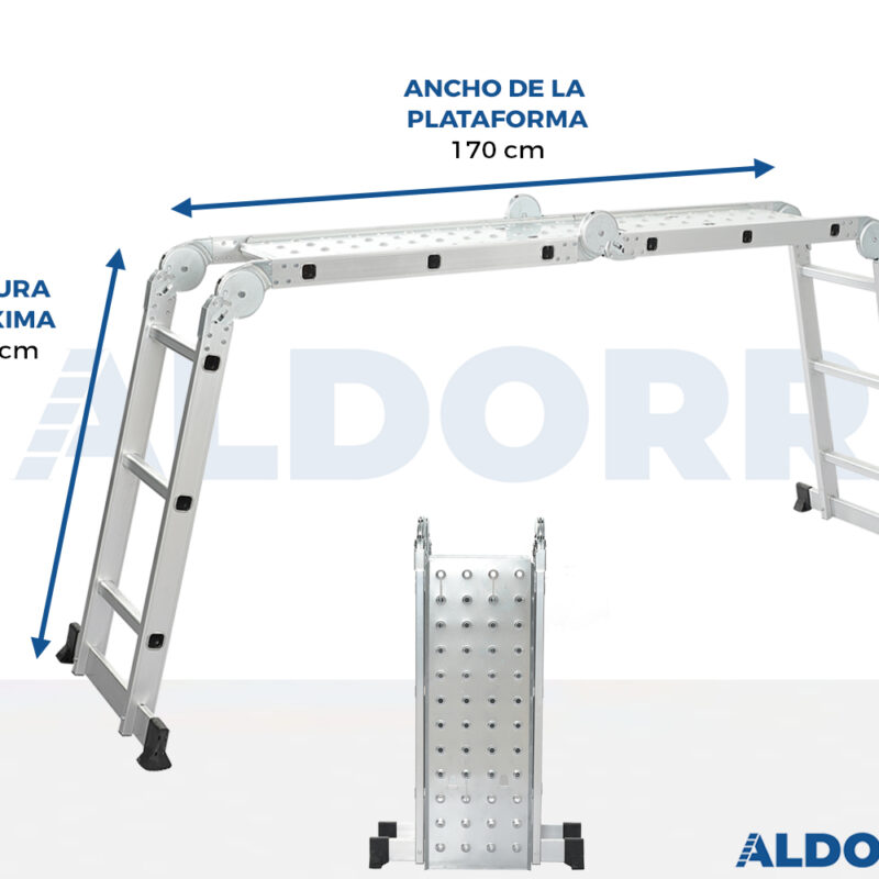 4x3 ALDORR Home - Escalera plegable con plataforma - 3,5 Meter - Aldorr