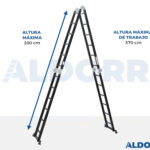 4x6 ALDORR Professional - Escalera plegable sin plataforma - 6,2 Meter