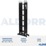 4x6 ALDORR Professional - Escalera plegable sin plataforma - 6,2 Meter